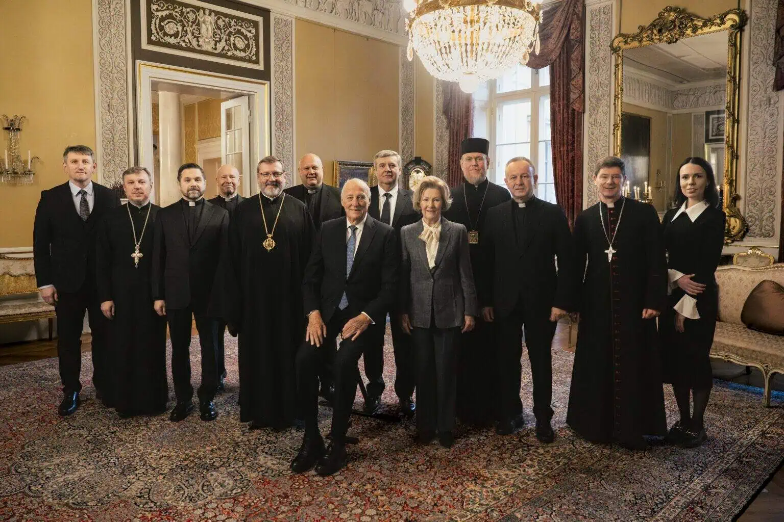 Ukrainske kirkeledere på audiens hos Hans Majestet Kong Harald og Hennes Majestet Dronning Sonja oktober 2025