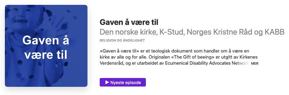Bilde av skjermdump av podkasten Gaven å Være TIl