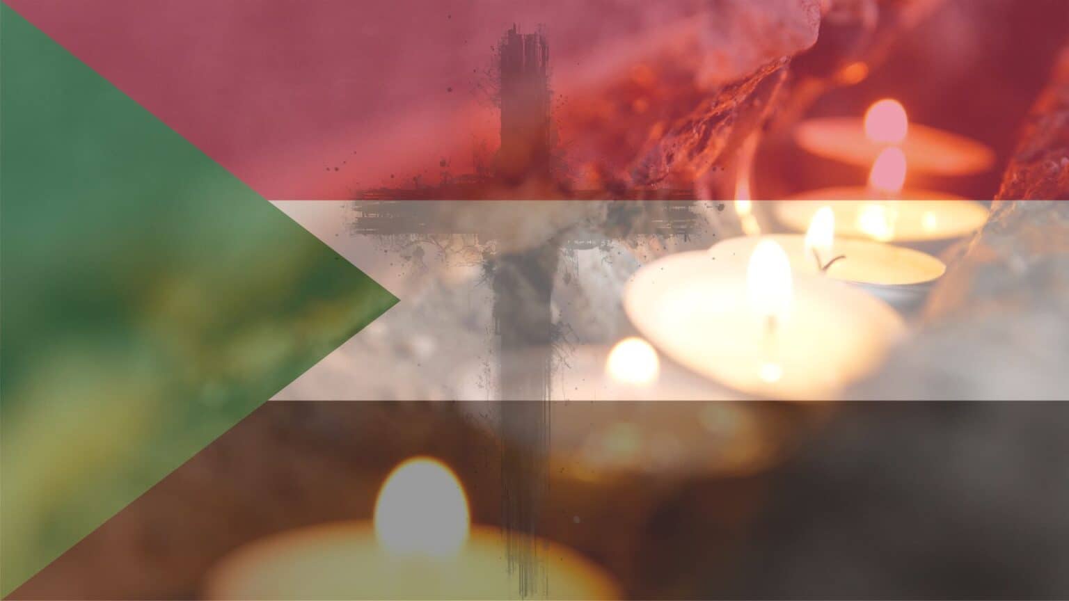 Sudanesisk flagg kors og tente lys